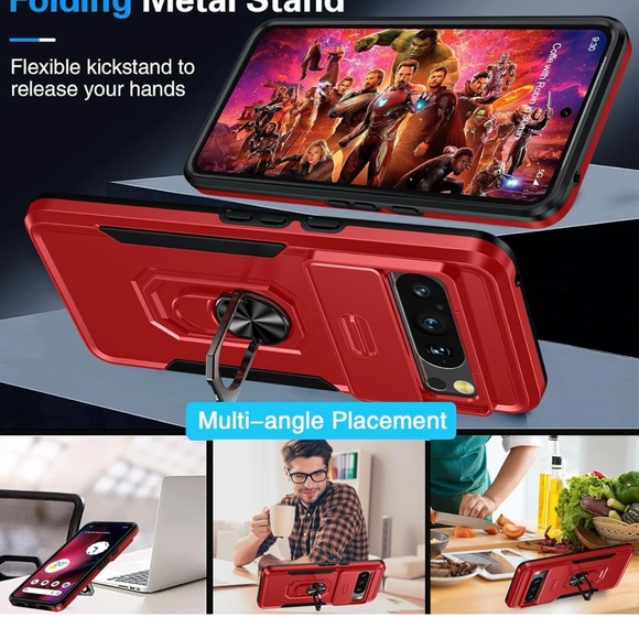 Google Pixel 8 Case, [Built-in Rotatable Kickstand Ring & Slide Camera Protector - Picture 6 of 11